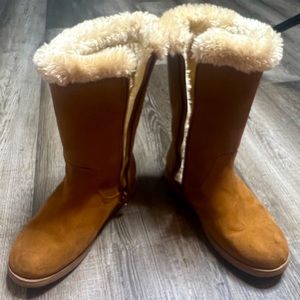 Faux Fur Little Girl Boots (Brown)
